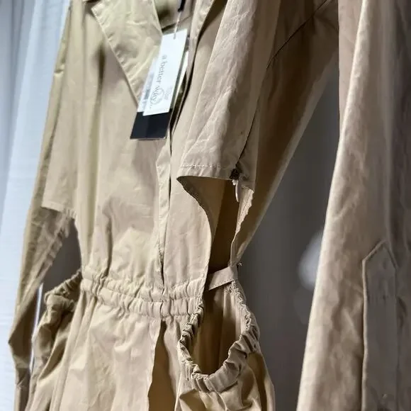 NWT Birgitte Herskind David Dress Trench Cutout Beige Women's Size 36 US 6